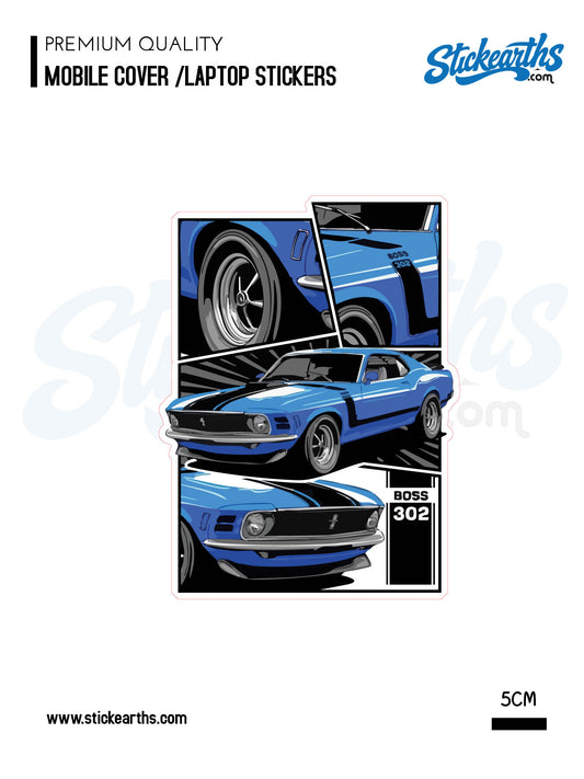 blue novel type car sticker
